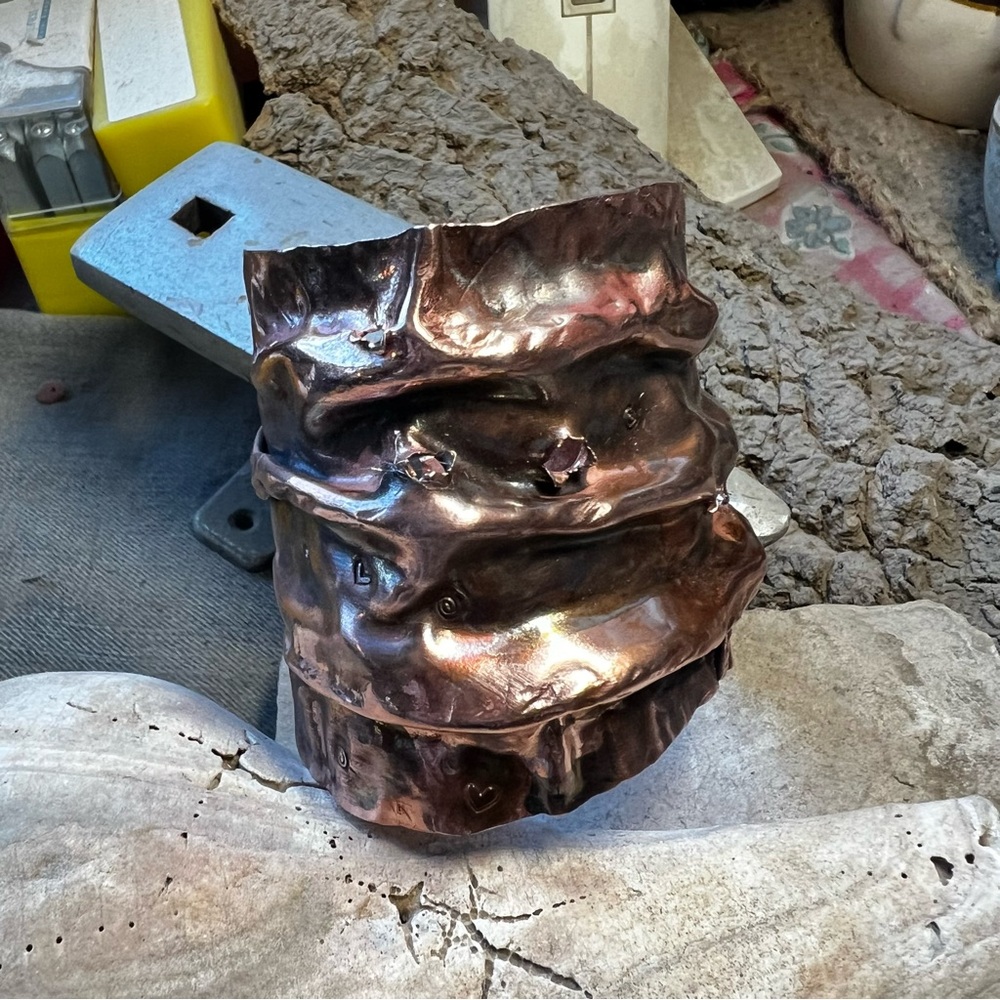 Copper Fold Formed Solid Copper Hand Crafted Cuff… - image 3